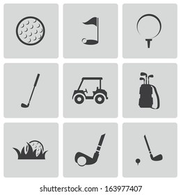 Vector black golf icons set