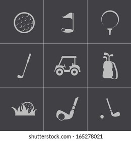 Vector black golf icons set