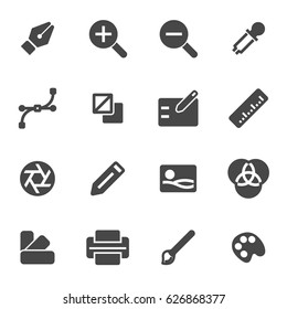 Vector black graphic design icons set on white background