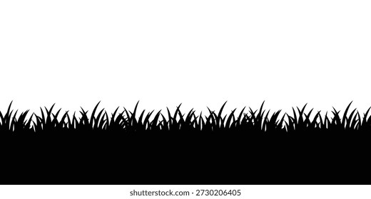 Vector Black Grass Silhouette Background