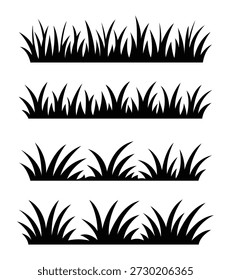 Coleção de Silhuetas de Grama Preto Vetor