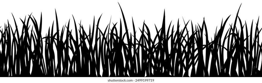 Patrón inconsútil negro de la silueta de la hierba del Vector aislado en el fondo blanco