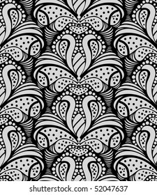 Vector black and gray decorative seamless floral ornament