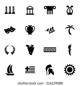 Vector black greece icon set. 