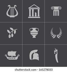 Vector black Greece icons set