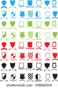 Vector Black, Green, Blue and Red Shields set