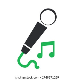 Vector Black And Green Microphone Icon Isolated