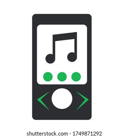 Vector Black And Green Music Player Icon Isolated