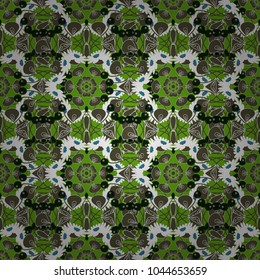 Vector black, green and white Traditional Indian motif seamless pattern.