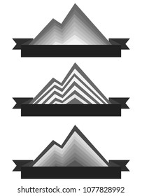 Vector black and grey mountain logos, badges isolated on white background