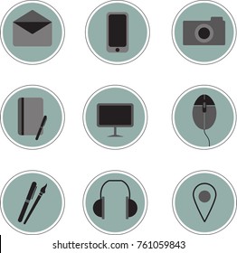 Vector black and grey  techno icons for web and mobile 