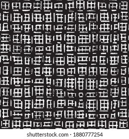 Vector black grid windows white seamless pattern