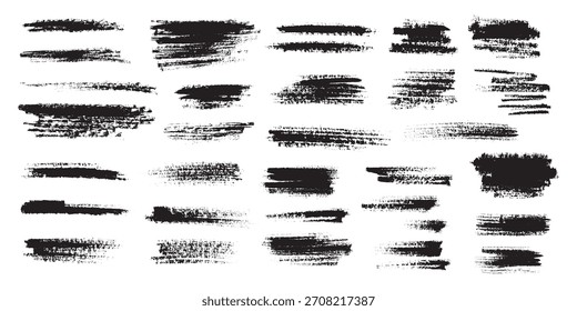 Coleção de Traçados de Pincel Grunge Preto Vetor