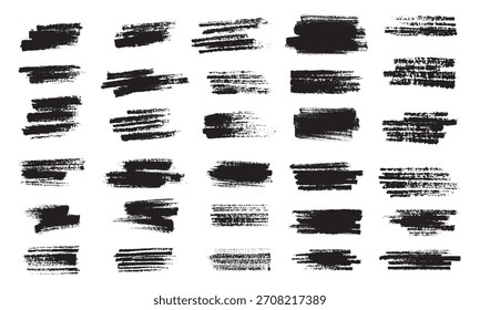 Coleção de Traçados de Pincel Grunge Preto Vetor