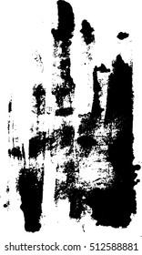 Vector black grunge ink texture. Dynamic brush strokes. Dust and scratches old effect. Isolated vector shapes.