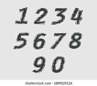 Vector Black Grunge Numbers Set.