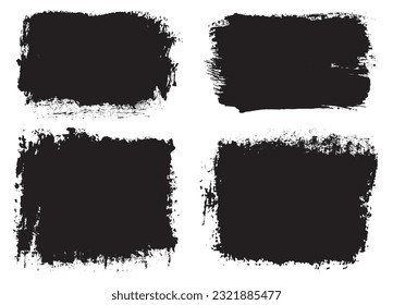 Vector black grunge paint banners.
