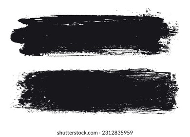 Vector Black Grunge Paint Brush Banner.