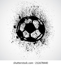 Vector black grunge soccer ball on white