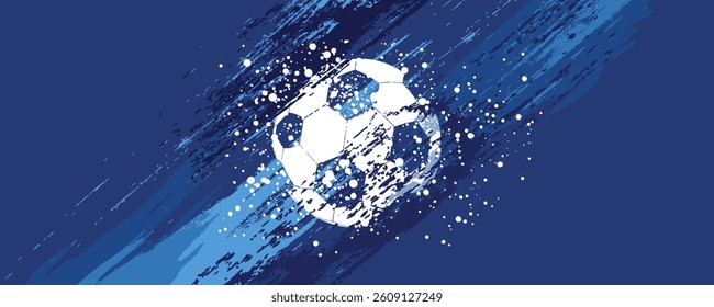 vector black grunge soccer ball on white and blue