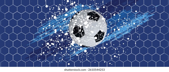 vector black grunge soccer ball on white and blue