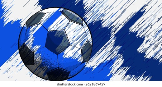vector black grunge soccer ball on white and blue