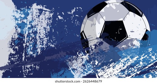 Vector negro grunge balón de fútbol en blanco y azul