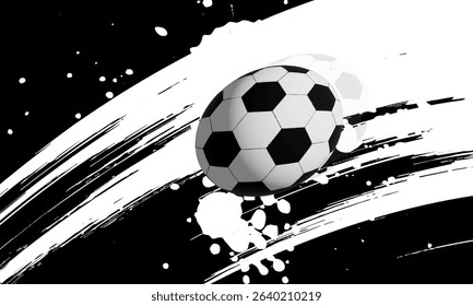 vector black grunge soccer ball on white and black