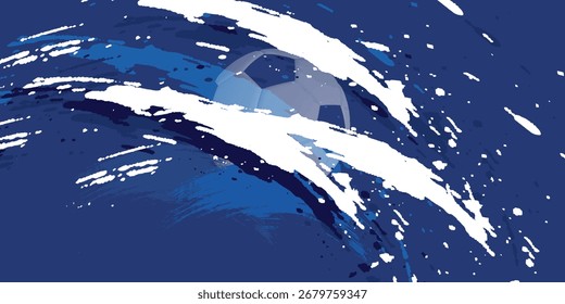 Vector negro grunge balón de fútbol en blanco y azul EPS10