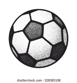vector black grunge soccer ball on white. vector illustration