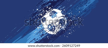 vector black grunge soccer ball on white and blue