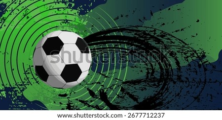 vector black grunge soccer ball on white and blue background
