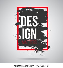 Vector black grunge splash in red frame. Modern design for card, web design background, book cover.EPS10.