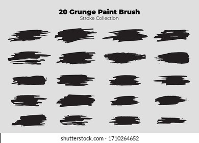 Vector black grunge stripes set paint, ink brush stroke, brush, line or texture. Dirty artistic design element, box, Handmade design, frame or background for text.
