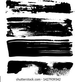 Vector - Pincel grueso negro golpea sobre fondo blanco aislado