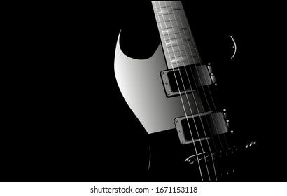 Vector black guitar on black background