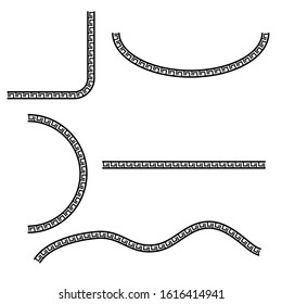 Vector Black Half of Square, oval, square and wave corner element design, china style
