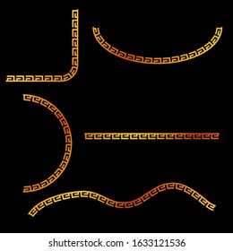 Vector Black Half of Square, oval, square and wave corner element design, china style
