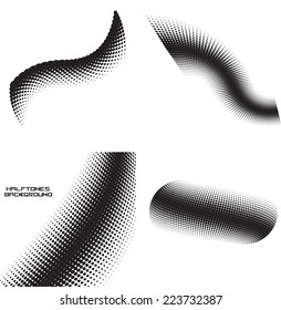 Vector Black Halftone Dots Collection Isolated on White Background . Abstract Unusual Dotted Form for your Design .