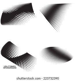 Vector Black Halftone Dots Collection Isolated on White Background . Abstract Unusual Dotted Form for your Design .