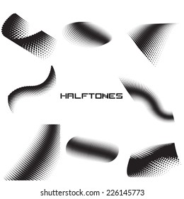 Vector Black Halftone Dots Collection Isolated on White Background .