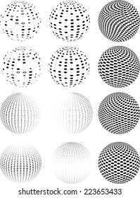 Vector Black Halftone Dots Sphere Collection for your Design . 