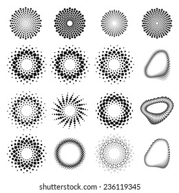 Vector Black Halftone Dots Sphere Collection for your Design 