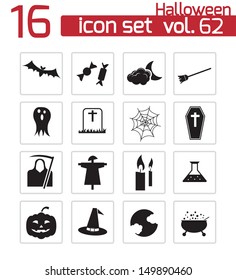 Vector black halloween icons set