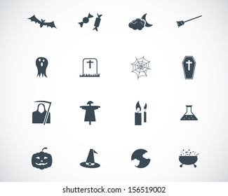 Vector black  halloween icons set