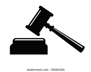 vector black Hammer judge icon on white background