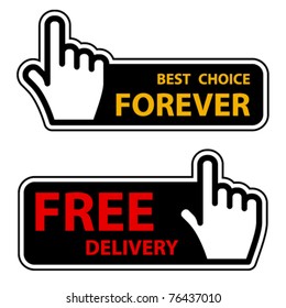 vector black hand cursor labels