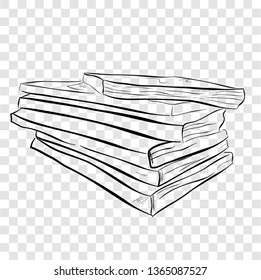 Vector Black Hand Draw Sketch stack of Book at white background, Eye Level Perspective
