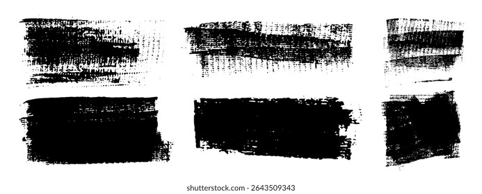 Vector black hand drawn brush stroke, brush, line or texture. Dirty artistic design element, box, frame or background  for text. Halftone texture. Grunge rough edges. 