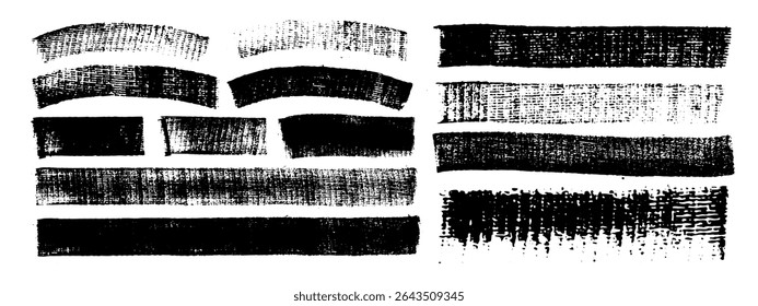 Vector negro dibujado a mano trazo de pincel, pincel, línea o textura. Elemento de diseño artístico sucio, caja, marco o fondo para texto. Textura semitono. Grunge bordes ásperos. 
